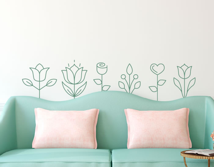 vinilos florales para dormitorios, vinilos florales pared