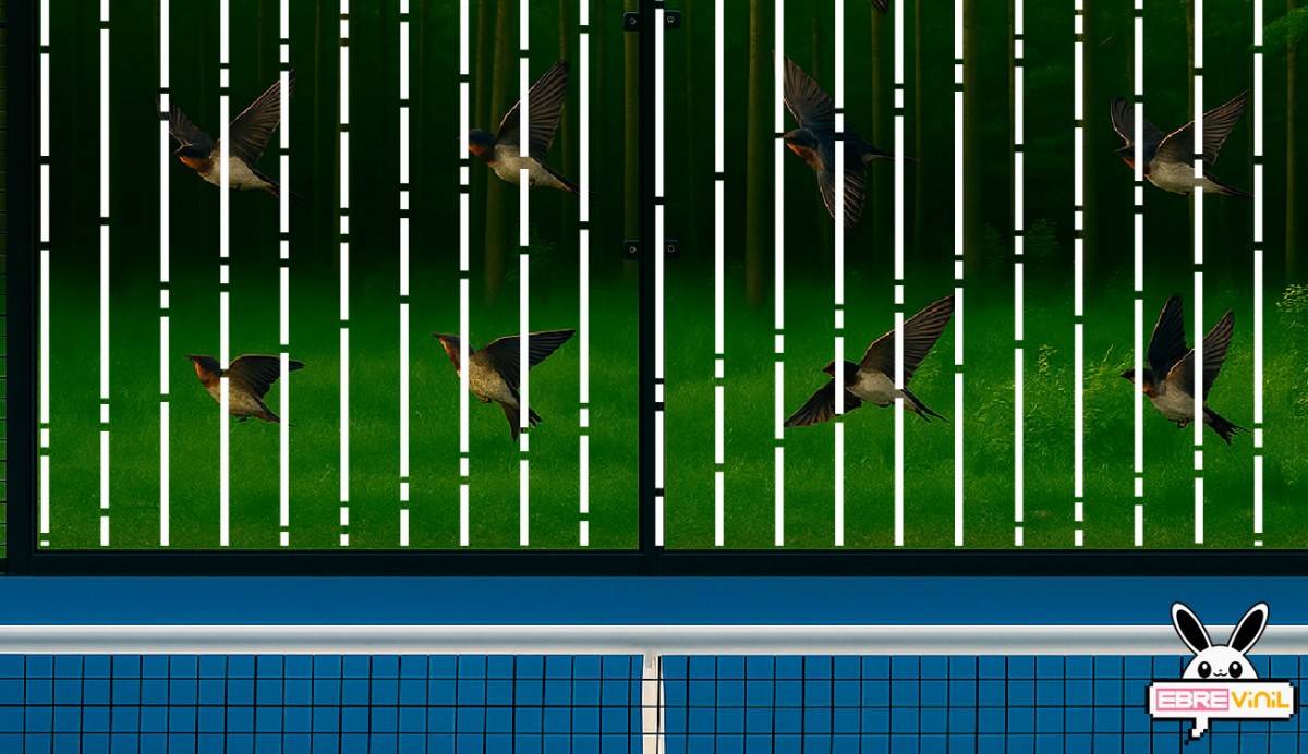pistas de padel adhesivos antipajaros colision pájaros, aves, gorriones, golondrinas