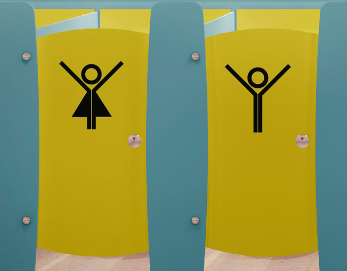 vinilos y pegatinas para señalizar las puertas en lavabos y wc en bares y restaurantes