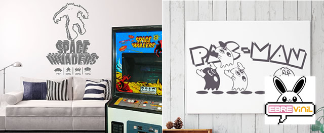 vinilos vintage videojuegos pacman space invaders